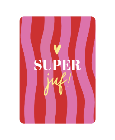 A6 wenskaart 'Super juf', set van 10 stuks, roze/rood