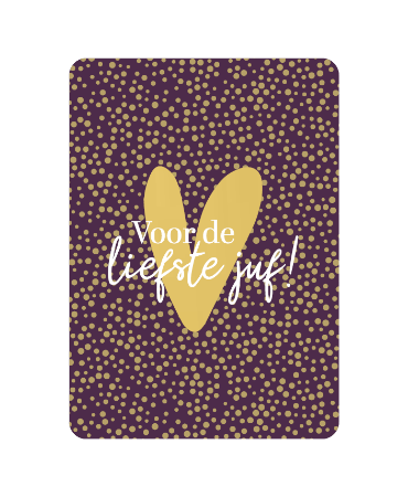 A6 Wenskaart 'Voor de liefste juf', set van 10 stuks, ansichtkaart