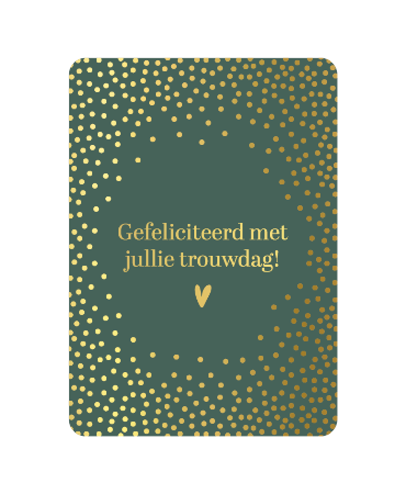 A6 trouwkaart 'Gefeliciteerd met jullie trouwdag' met gouden stippen, set van 10 stuks
