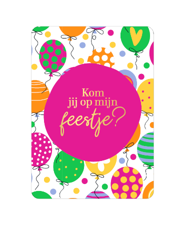 A6 uitnodiging 'Kom je op mijn feestje' roze, set van 10 stuks