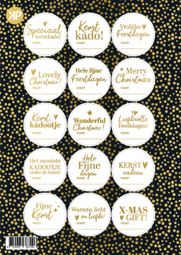 KP® A5 stickervel - Feestdagen - 25 vellen A5 Stickervel met kerst stickers –  15 stickers goud/wit
