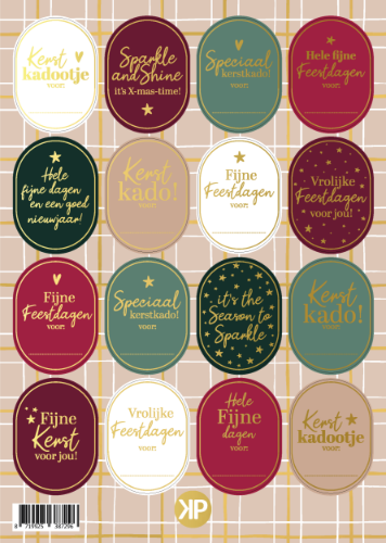 KP® A5 stickervel - Kerst luxe - 25 vellen A5 Stickervel met 16 kerststickers – 25 vellen