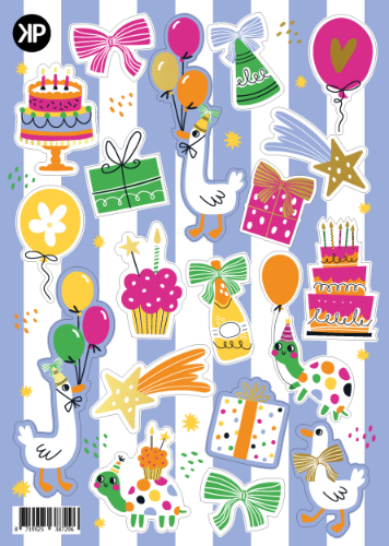 KP® A5 stickervel - Party time - 25 vellen A5 Stickervel in party thema – perfect voor verjaardagen of feestjes