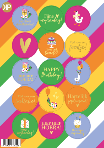 KP® A5 stickervel - Feest - 25 vellen A5 Stickervel met feeststickers – Verjaardag stickers 25 vellen