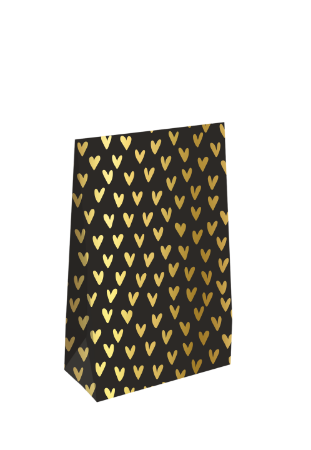 Donkergrijs Cadeauzakje met gouden hartjes – Gift bag