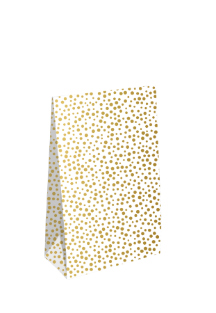Kleine witte giftbag met gouden stippen – luxe en elegant