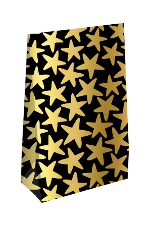 Zwart-gouden cadeauzakje met sterren – stijlvol en feestelijk giftbag