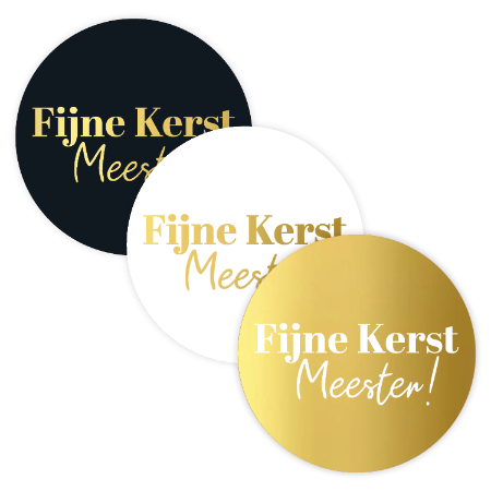 Kerststickers - Fijne kerst Meester - 3 varianten D50mm