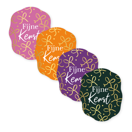 Kerststicker ‘Fijne kerst’ – diverse kleuren – 38x46mm - Cadeausticker