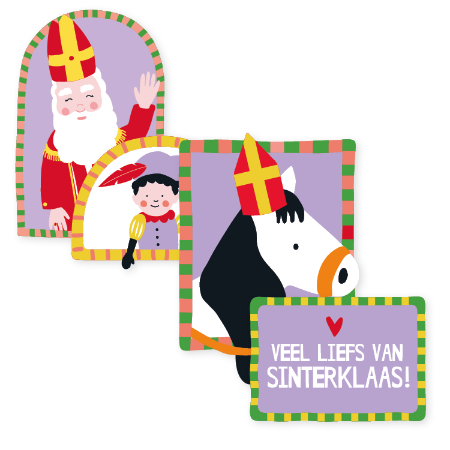 Sinterklaas stickers met sinterklaas illustraties – 4 varianten – 49x51mm