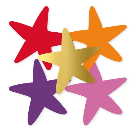 Decoratieve stickers sterren – 5 kleurenvarianten – 45x44mm