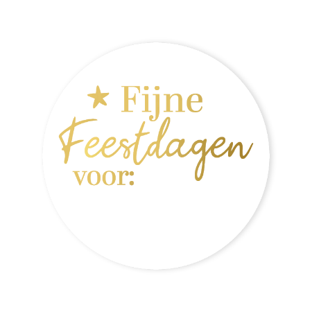 Sticker Fijne feestdagen wit/goud – D50mm – Cadeau stickers