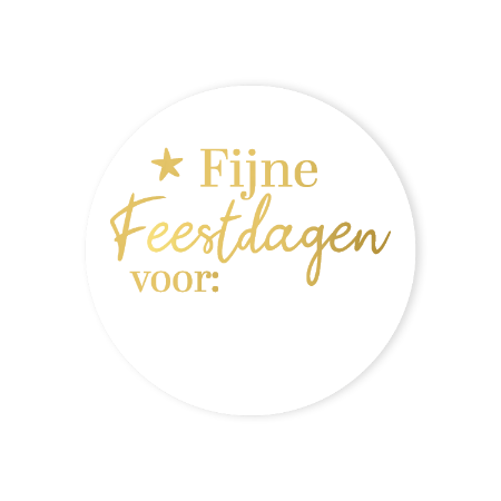 Sticker Fijne feestdagen wit/goud – D40mm – Cadeau stickers