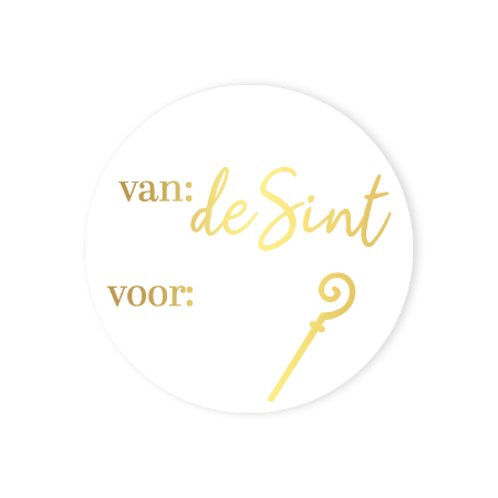 Sinterklaas sticker 'Van: de Sint, Voor:' – D40mm – Cadeausticker