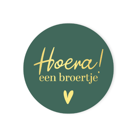 Sticker Hoera een broertje + hart – D40mm – geboorte