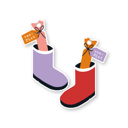 Dubbelzijdig cadeaulabel schoen 'Van piet' - Sinterklaas – 51 × 84 mm