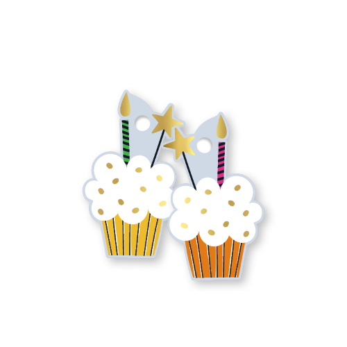 KP® Cadeaulabel - Cupcake (dubbelzijdig) - 38x62mm Dubbelzijdig cadeaulabel van een cupcake – 38 × 62 mm - Geschenklabel