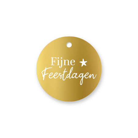 Ronde goude cadeaulabel Fijne feestdagen – D60 mm