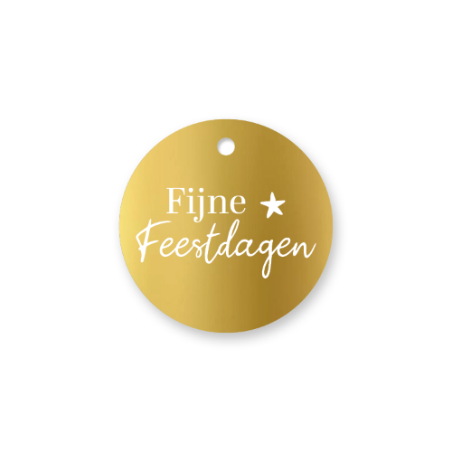 KP® Cadeaulabel - Fijne feestdagen (goud) - D60mm Ronde goude cadeaulabel Fijne feestdagen – D60 mm