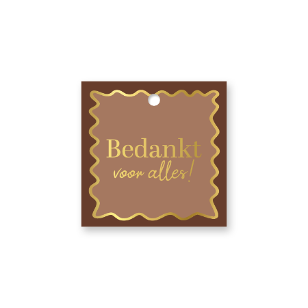 Vierkant cadeaulabel Bedankt voor alles – 60 × 60 mm - Hanglabel
