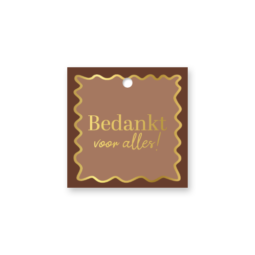 KP® Cadeaulabel - Bedankt voor alles - 60x60mm Vierkant cadeaulabel Bedankt voor alles – 60 × 60 mm - Hanglabel