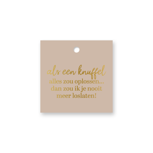 KP® Cadeaulabel - Als een knuffel alles zou oplossen - 60x60mm Cadeaulabel Als een knuffel alles zou oplossen... dan zou ik je nooit meer loslaten – 60x60mm