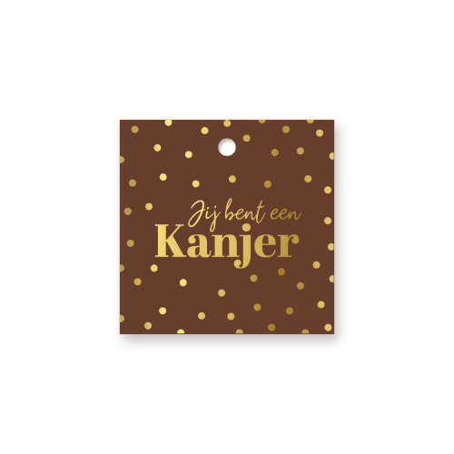 KP® Cadeaulabel - Jij bent een kanjer - 60x60mm Cadeaulabel Jij bent een kanjer  – gouden tekst - 60x60mm – labeltje