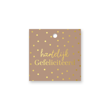 Cadeaulabel Hartelijk gefeliciteerd – 60x60mm – Label voor cadeaus