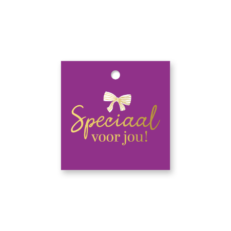 Vierkant cadeaulabel - Speciaal voor jou - 60x60mm - Paars cadeaukaartje