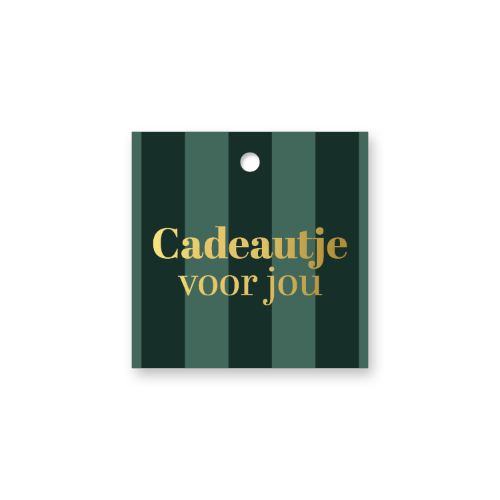 KP® Cadeaulabel - Cadeautje voor jou - 60x60mm Cadeaulabel - Cadeautje voor jou - Groen gestreept 60x60mm