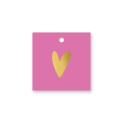 KP® Cadeaulabel - Hart goud (roze) - 60x60mm Roze cadeaulabel met gouden hart - 60x60mm - Cadeaukaartje - Hanglabel