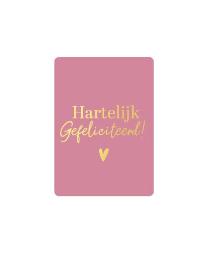 KP® Cadeaukaartjes A7 - Hartelijk gefeliciteerd, 25st Roze Cadeaukaartje A7 -met 'Hartelijk gefeliciteerd' in goud - Verjaardagskaartje