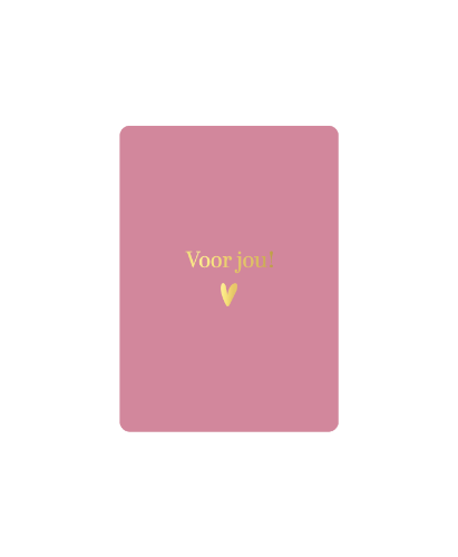 KP® Cadeaukaartjes A7 - Voor jou + hart, 25st Roze Cadeaukaartje A7 'Voor jou' met hartje in goud - Wenskaartje