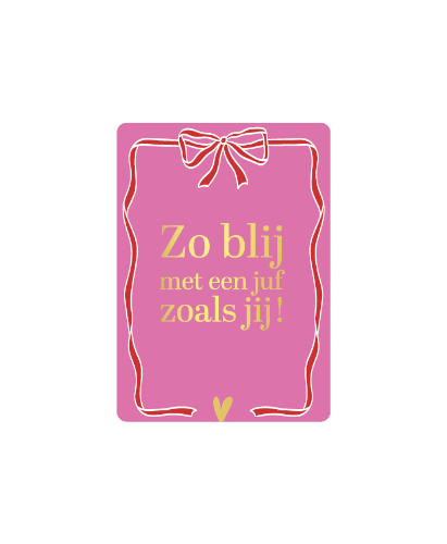 KP® Cadeaukaartjes A7 - Zo blij met een juf zoals jij, 25st Roze Cadeaukaartje A7 Zo blij met een juf zoals jij - Kaartje juf