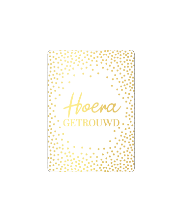 Wit Cadeaukaartje A7 met goud 'Hoera getrouwd' - Getrouwd kaartje