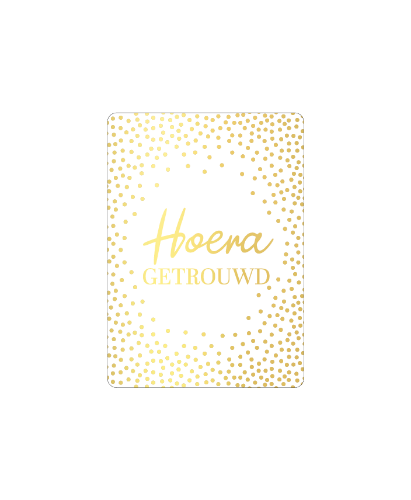 KP® Cadeaukaartjes A7 - Hoera getrouwd, 25st Wit Cadeaukaartje A7 met goud 'Hoera getrouwd' - Getrouwd kaartje