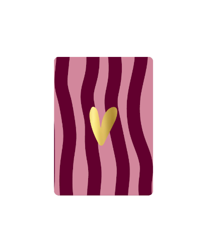 KP® Cadeaukaartjes A7 - Hart goud + waves, 25st A7 Cadeaukaartje met goud hartje op roze/rode waves - Wenskaartje