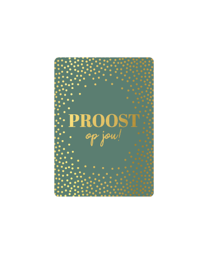 KP® Cadeaukaartjes A7 - Proost op jou (groen), 25st Cadeaukaartje A7 Proost op jou (groen) met goude stippen - Verjaardagskaartje