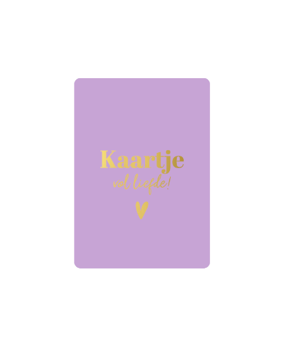 KP® Cadeaukaartjes A7 - Kaartje vol liefde, 25st Paars Cadeaukaartje A7 met 'Kaartje vol liefde' in goud - Troostkaartje