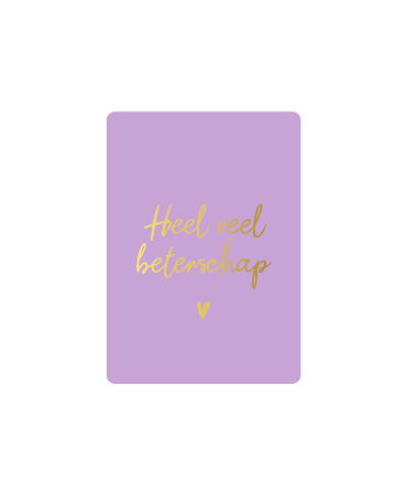 Paars Cadeaukaartje A7 Heel veel beterschap - Kaartje beterschap