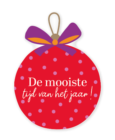 Raamsticker 37x50cm, kerstbalvorm met tekst “De mooiste tijd van het jaar!”, feestelijke kerst raamdecoratie, raamstickers voor Kerst