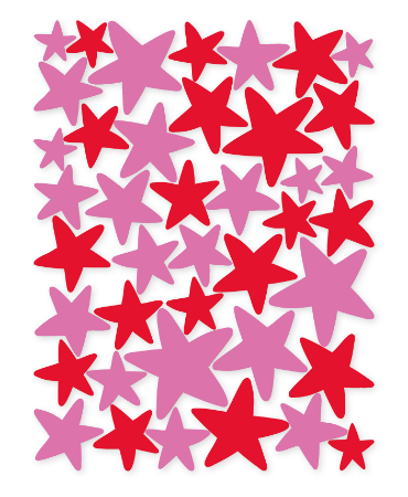 Raamstickers div. maten, rode en roze sterren, feestelijke raamdecoratie, raamstickers verjaardag en kinderfeestjes