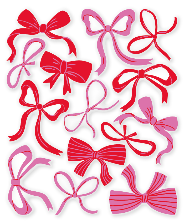 Raamstickers div. maten, roze en rode strikken, feestelijke raamdecoratie, raamstickers voor verjaardagen, raamstickers cadeauwinkel