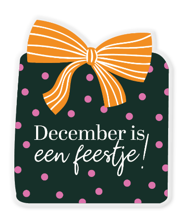 Feestelijke raamsticker met tekst over decembervieringen.