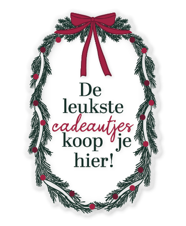 'De leukste cadeautjes koop je hier' Kerst raamsticker - uitnodigende boodschap voor cadeauwinkels