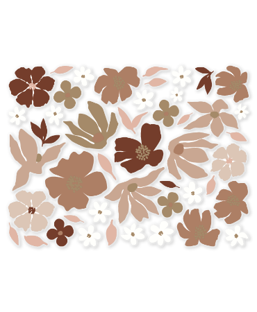 Raamstickers div. maten, bloemen in mokka kleuren, raamdecoratie herfst en woondecoratie, raamstickers winkel en interieur