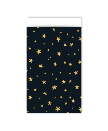 Zwart cadeauzakje met gouden sterretjes - 7x13cm