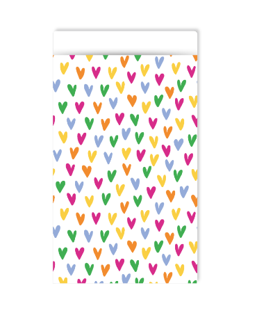 Wit cadeauzakje met gekleurde hartjes - Liefdevol gebaar - 12x19cm