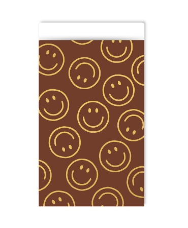 Bruin cadeauzakje met gouden smileys - 12x19cm