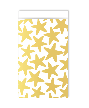 Wit cadeauzakje met gouden sterren - 12x19cm